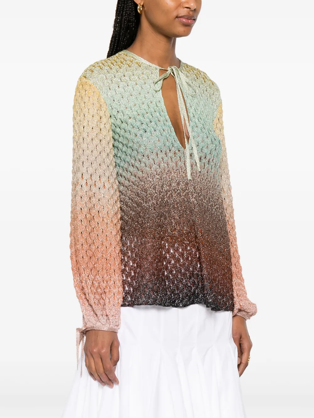Shop Missoni Dégradé V-neck Blouse In Brown