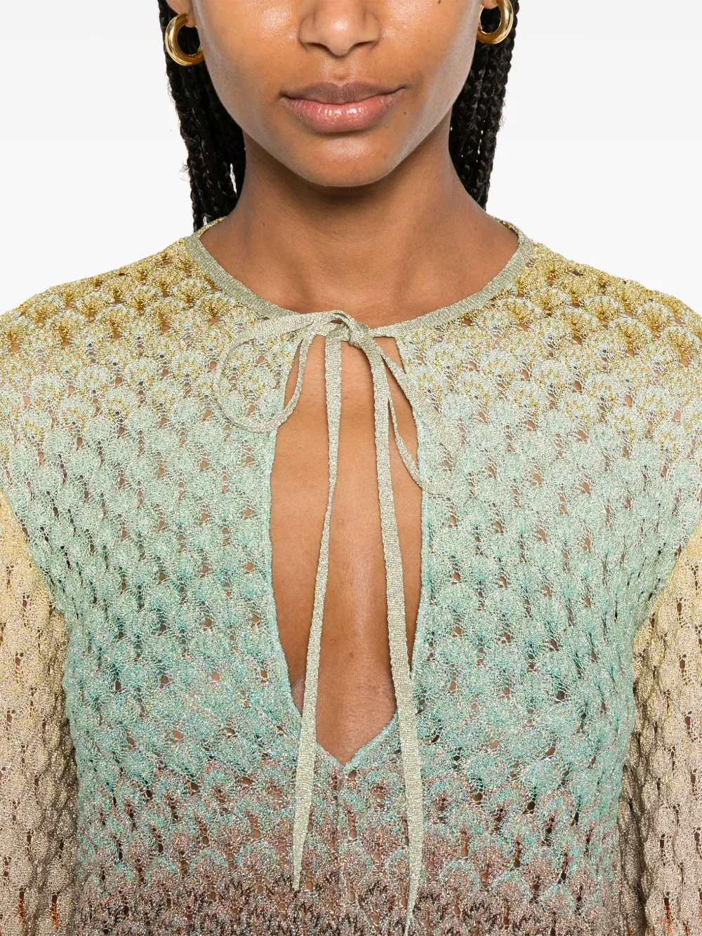 Shop Missoni Dégradé V-neck Blouse In Brown