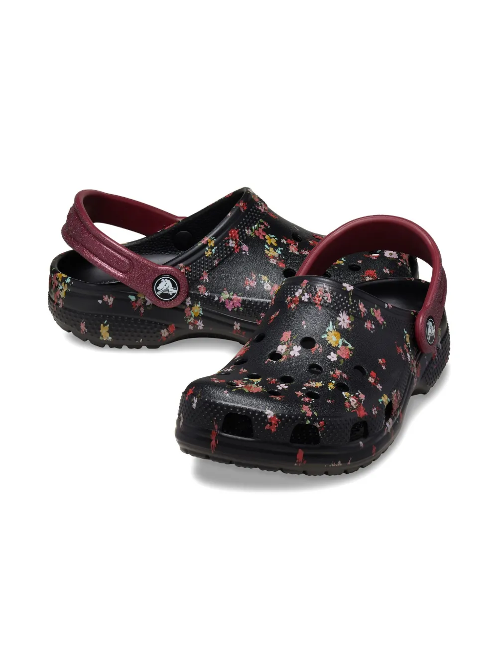 Crocs Kids floral-print clogs Zwart