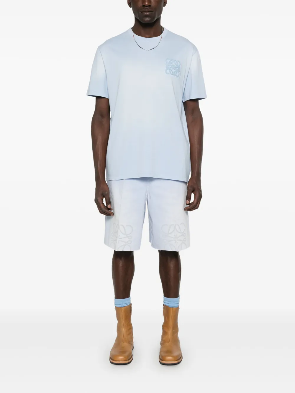LOEWE T-shirt met Anagram-borduurwerk - Blauw