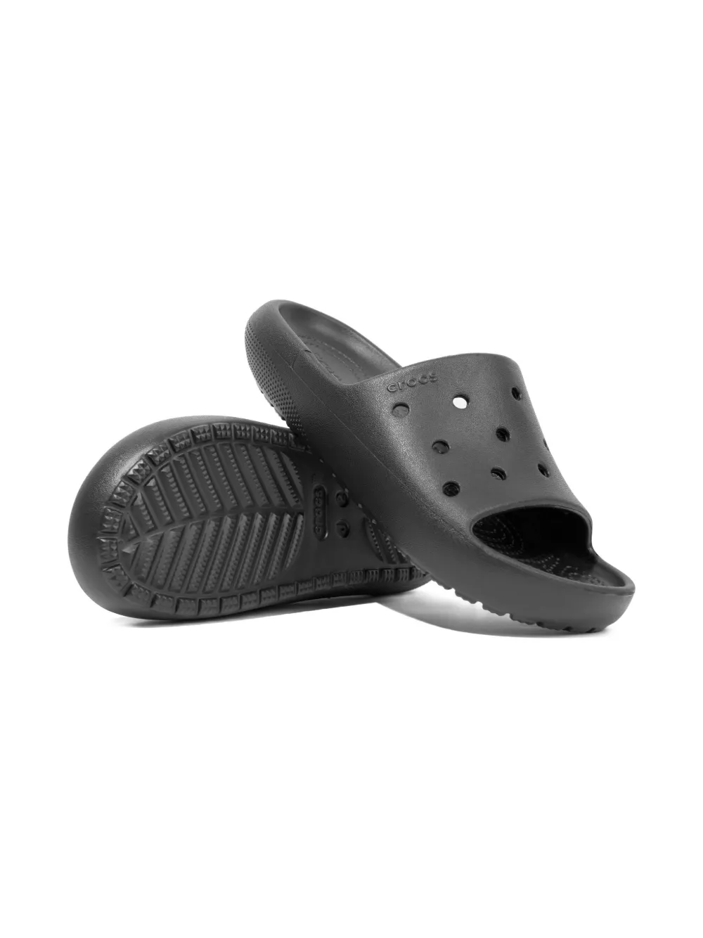 Crocs Kids perforated slides Zwart