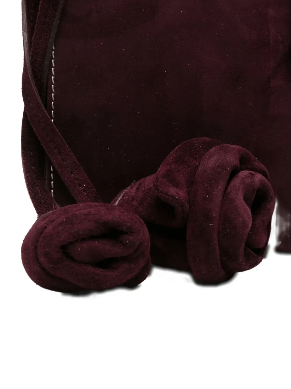 Magda Butrym Apolonia rose-embellished suede clutch bag Rood