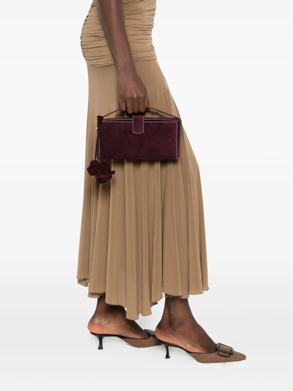 Magda Butrym Apolonia rose-embellished suede clutch bag - Rood