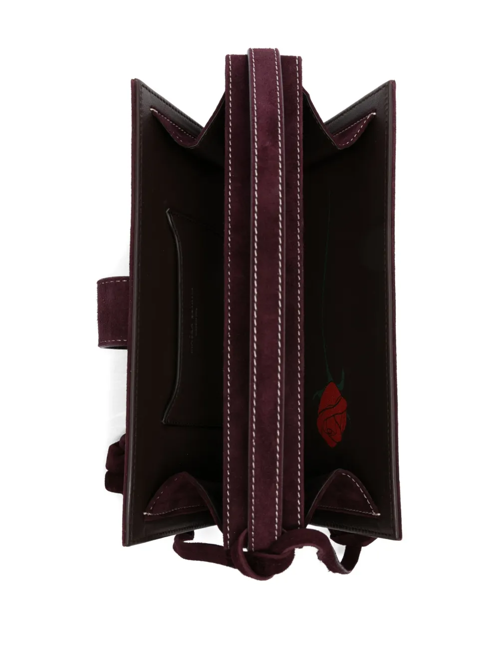 Magda Butrym Apolonia rose-embellished suede clutch bag Rood