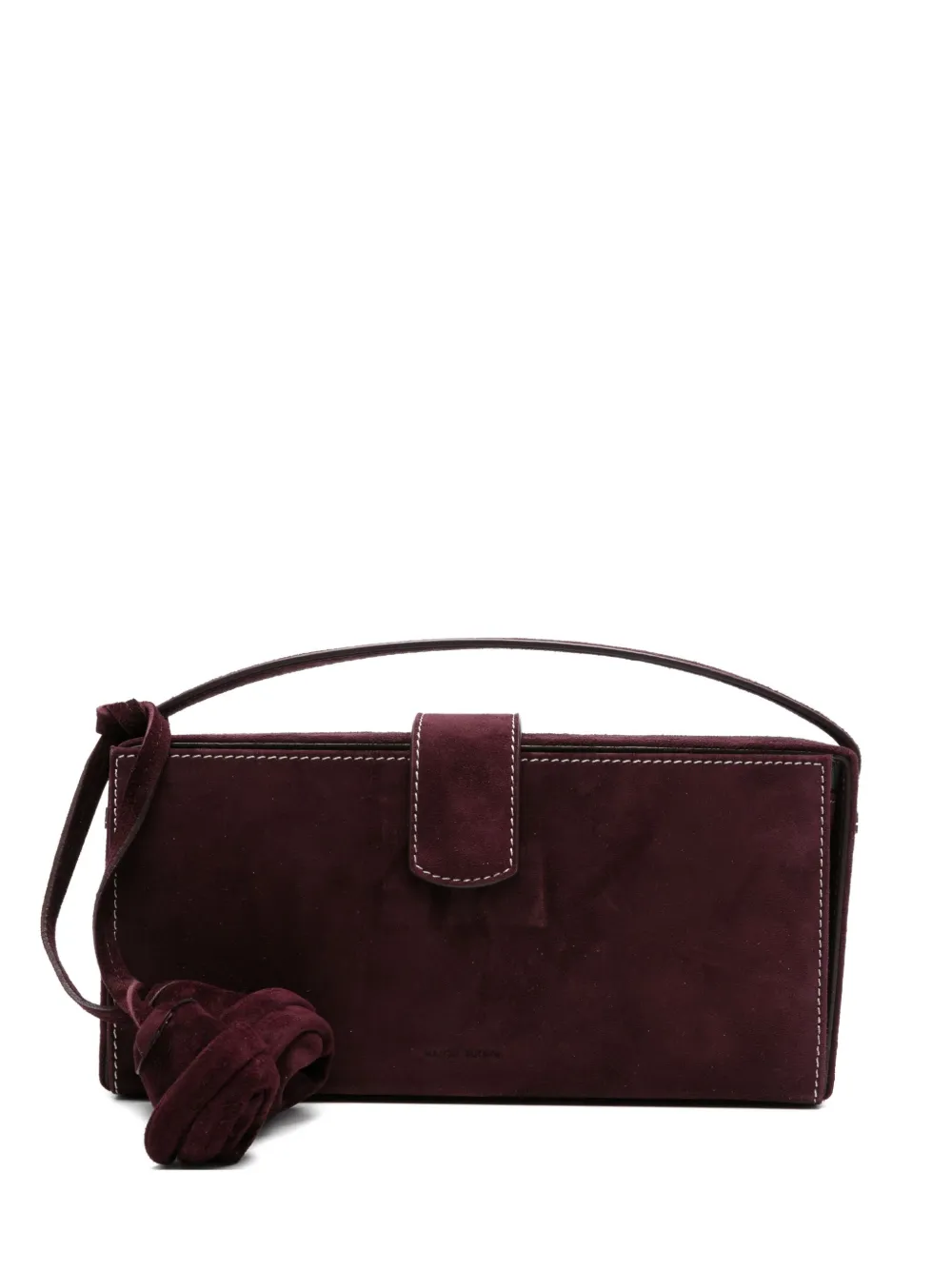 Magda Butrym Apolonia rose-embellished suede clutch bag Rood