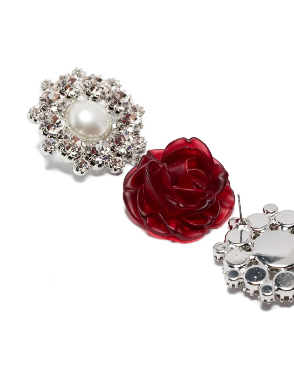 Magda Butrym rose-appliqué earrings - Zilver