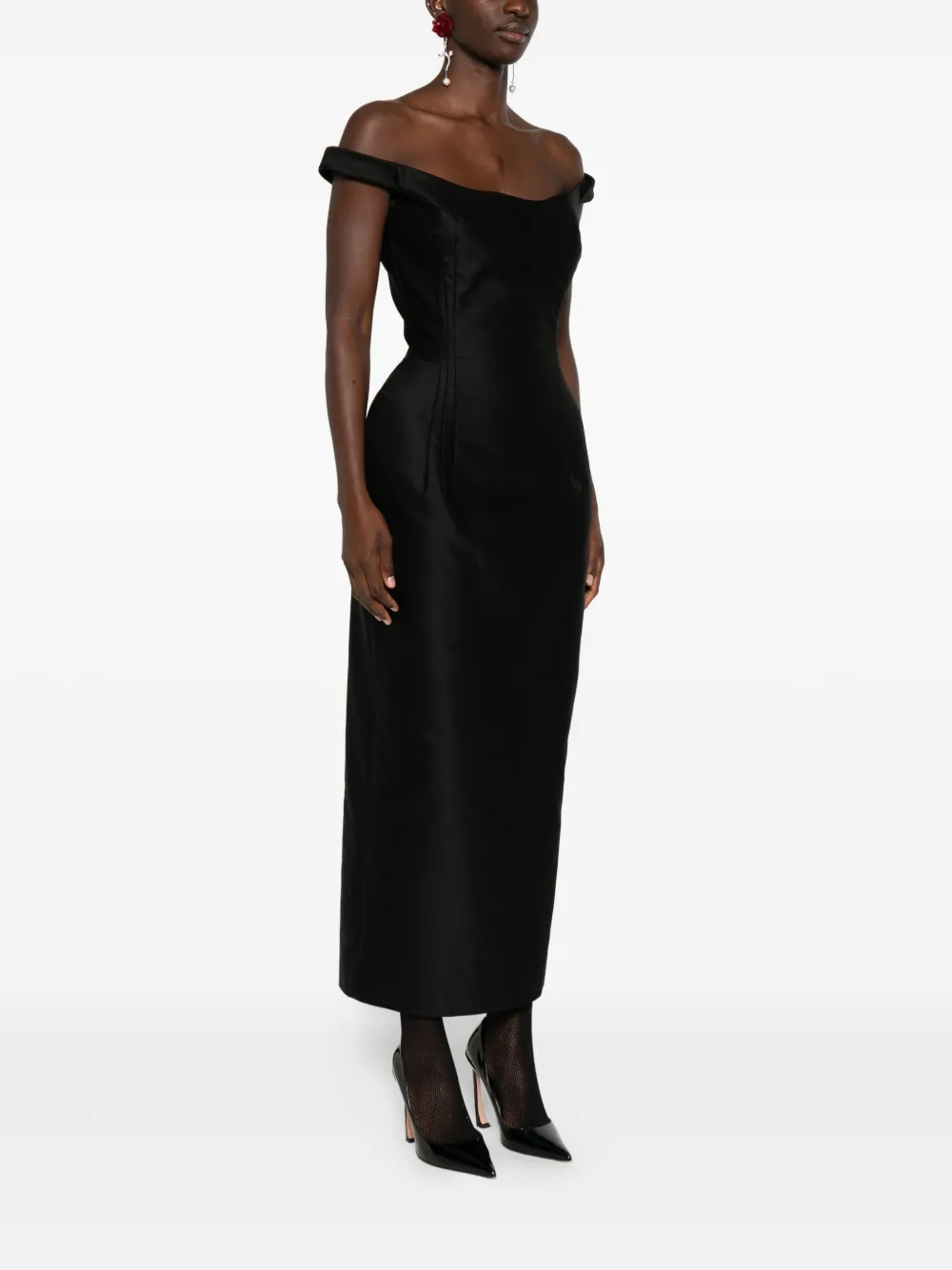 Magda Butrym silk midi dress Zwart