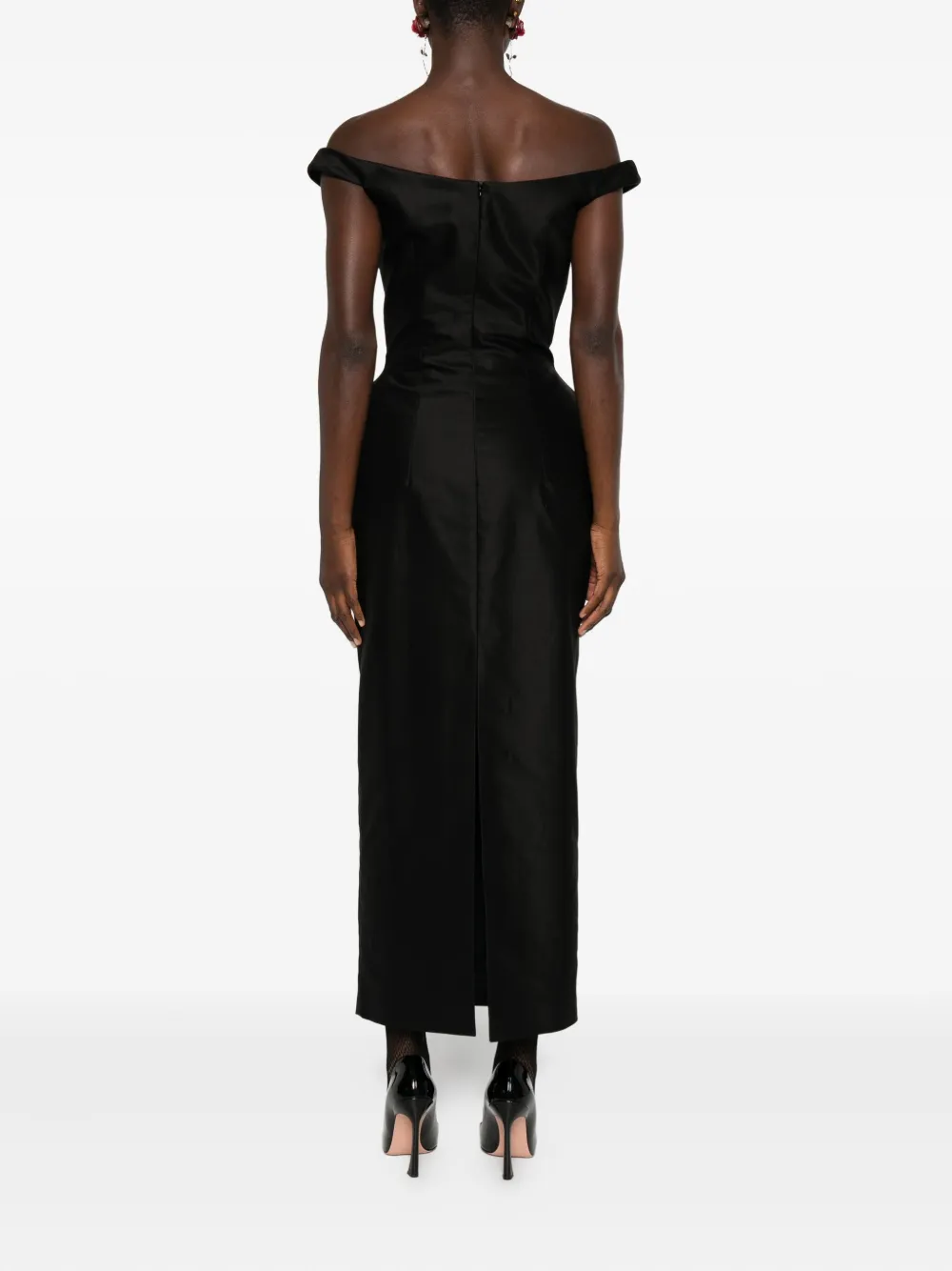 Magda Butrym silk midi dress Zwart
