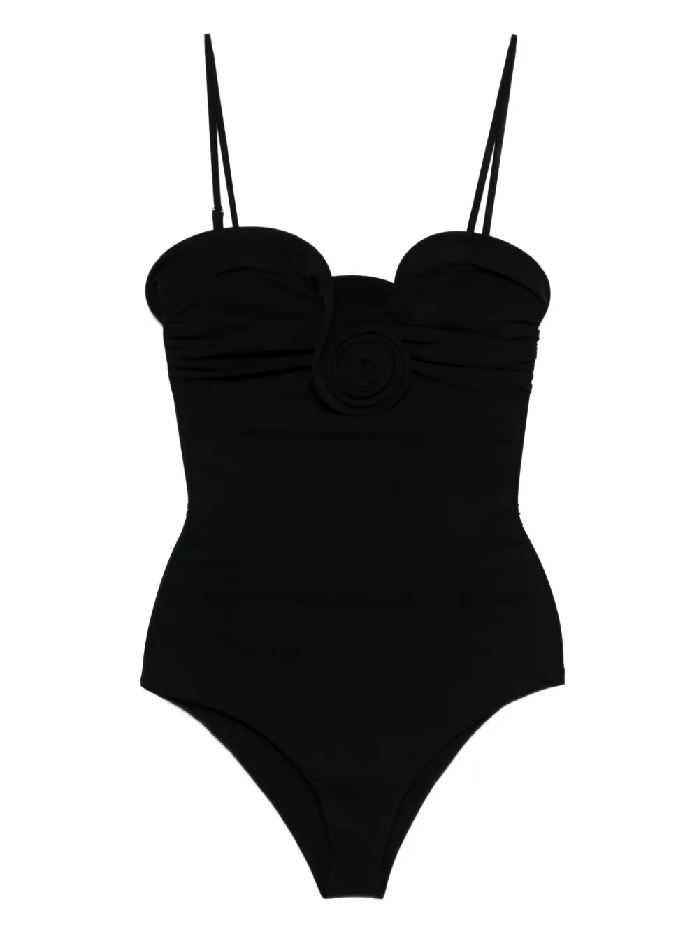 Magda Butrym rose-embellished swimsuit Zwart