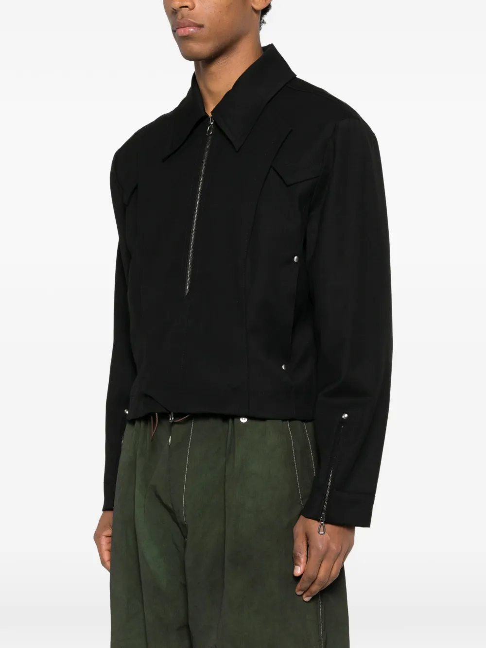 Kiko Kostadinov Kraner Cropped Blouson Jacket In Black