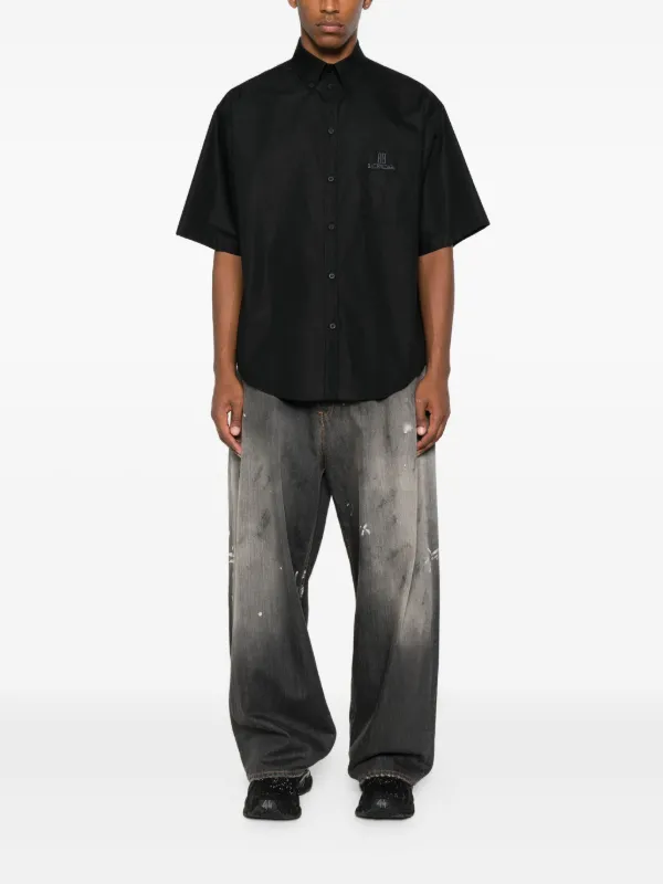 Balenciaga embroidered-logo short-sleeve Shirt | Black