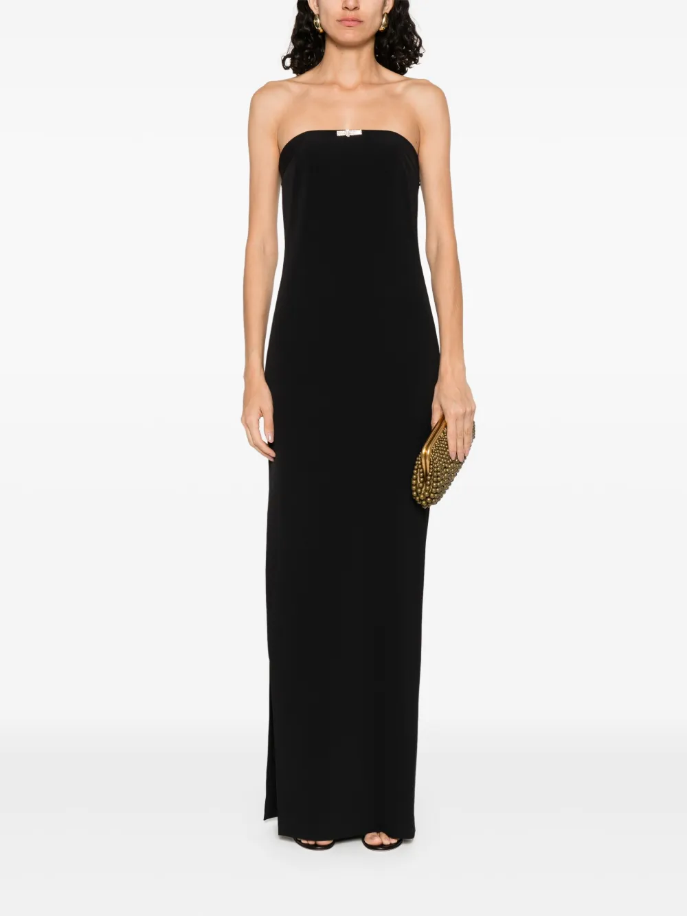 Elisabetta Franchi Crêpe maxi-jurk met juwelen detail - Zwart
