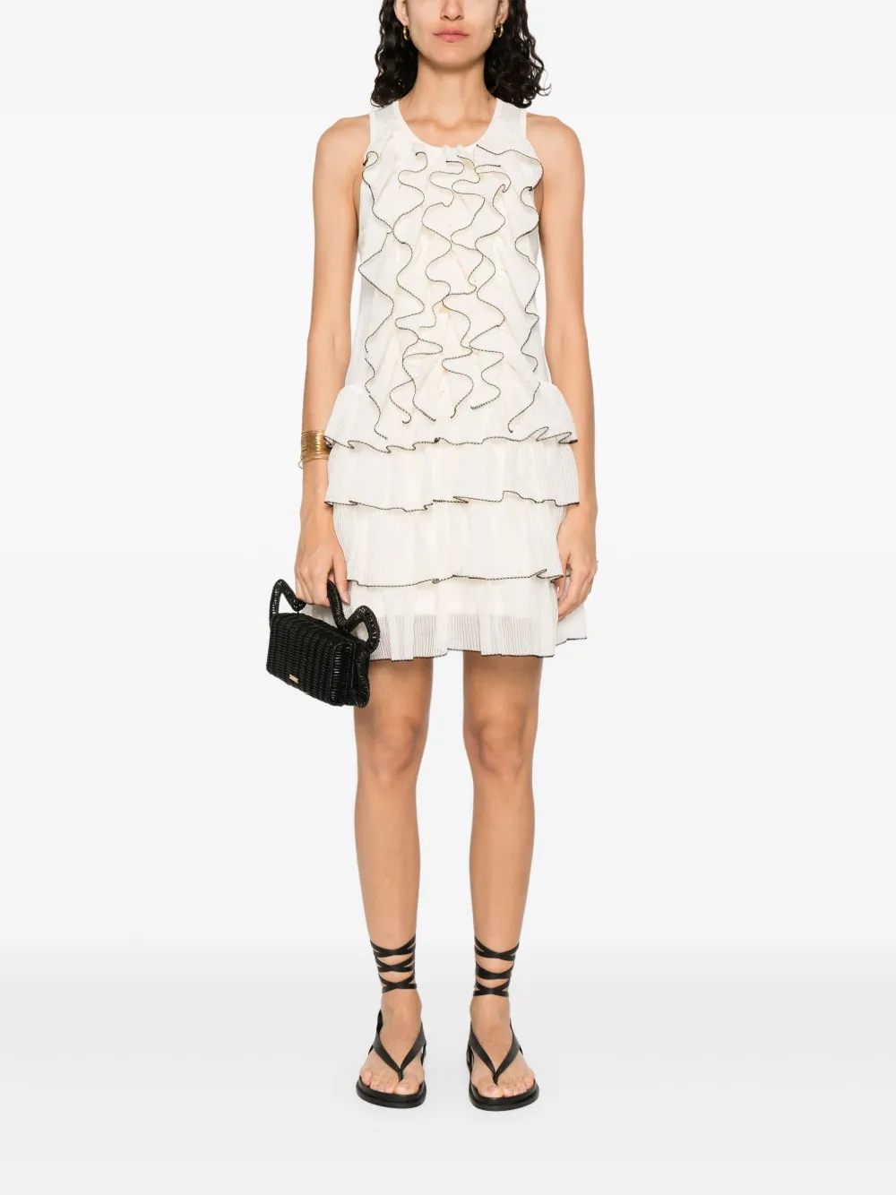 Elisabetta Franchi Mini-jurk met ruches - Wit