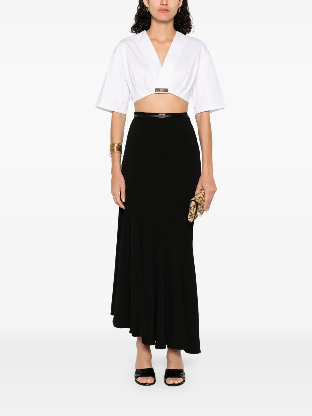 Elisabetta Franchi Asymmetrische midi-rok - Zwart