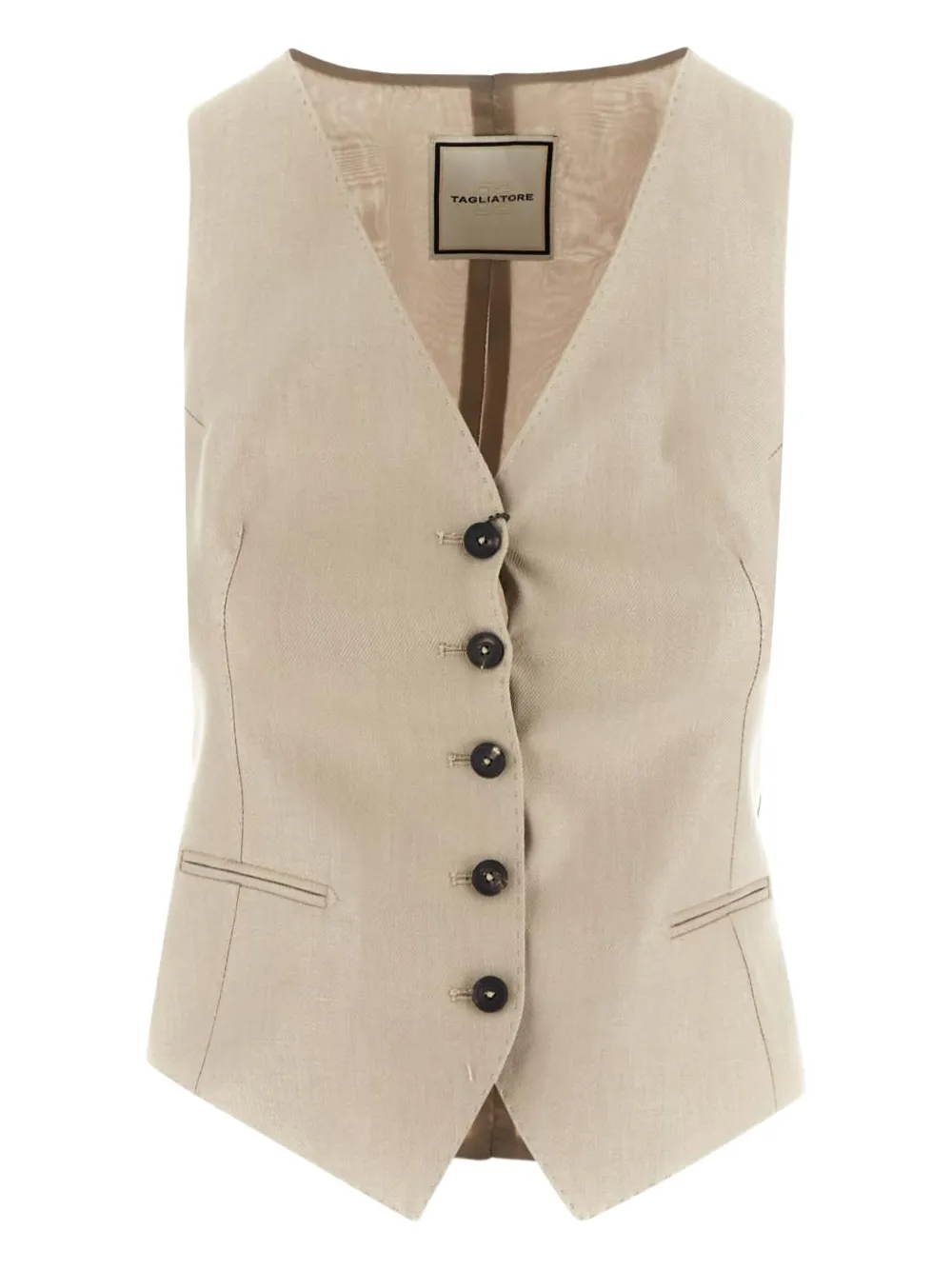 Tagliatore Linnen gilet Beige