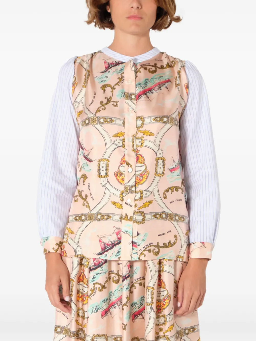 mix-print shirt