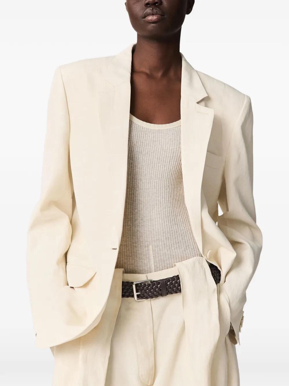 Stella McCartney Blazer met enkele rij knopen Beige