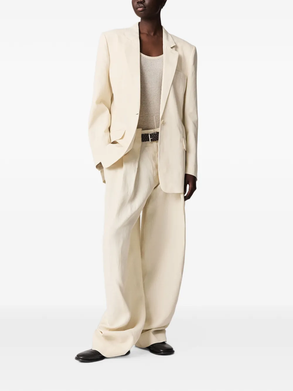 Stella McCartney Blazer met enkele rij knopen Beige