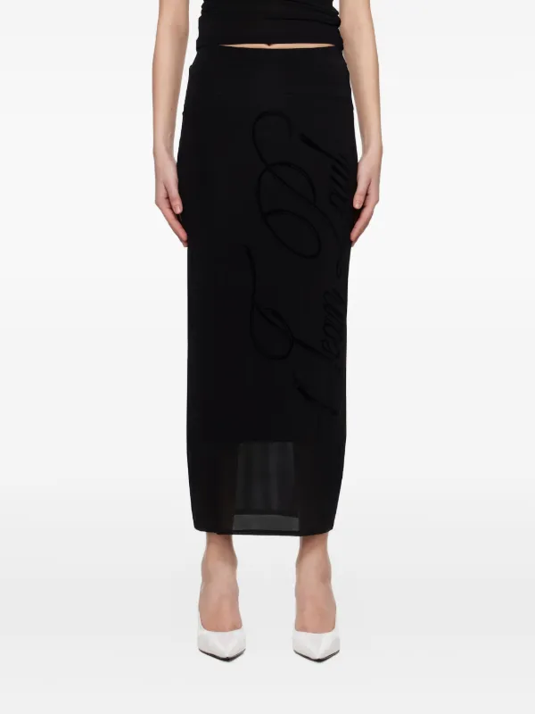 Jean Paul Gaultier Flocked-logo Midi Skirt in Black
