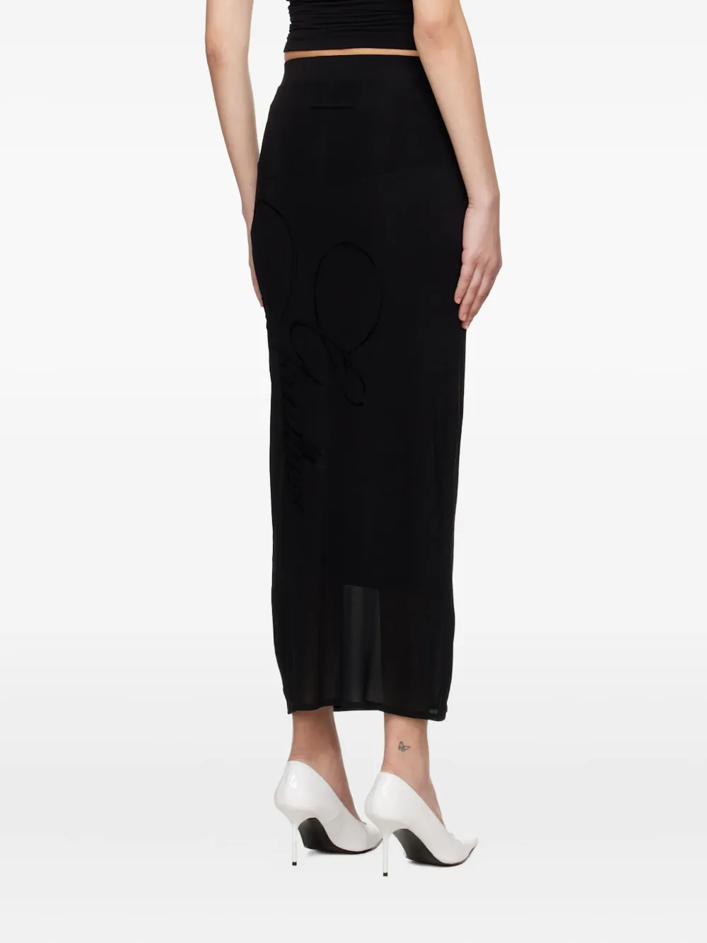 Jean Paul Gaultier Midi-rok met logo Zwart