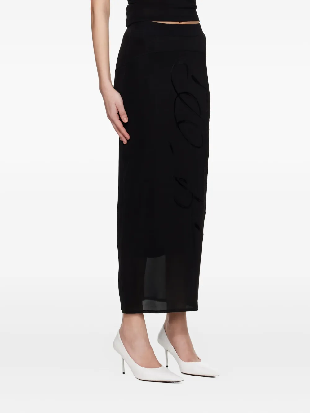 Jean Paul Gaultier Midi-rok met logo Zwart