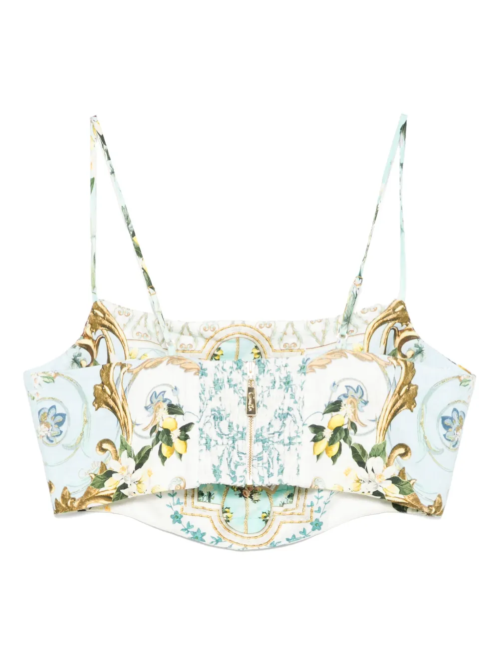 Camilla Korset top met print Blauw
