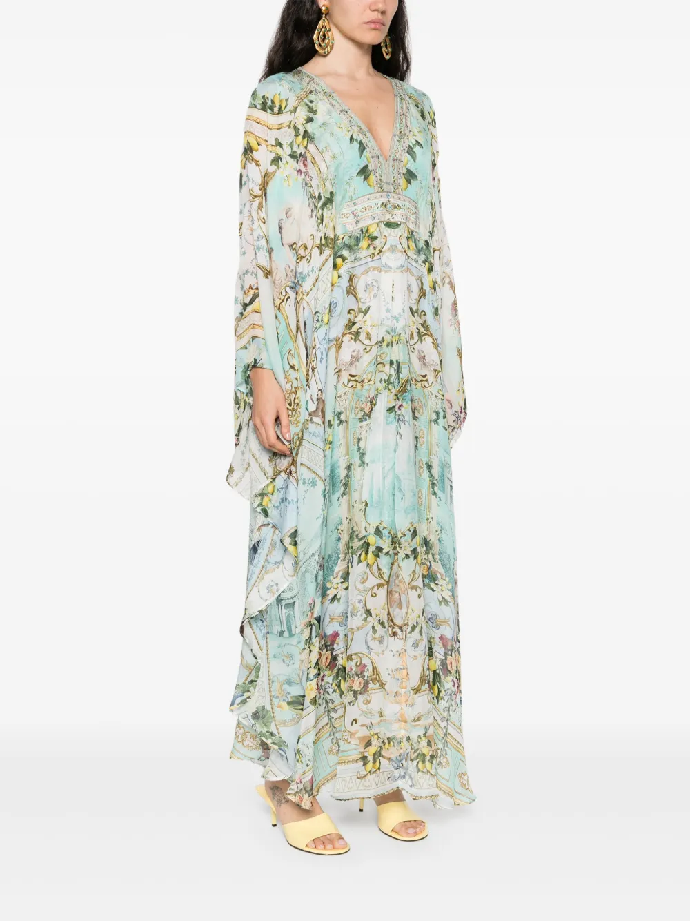 Camilla Zijden maxi-jurk Blauw