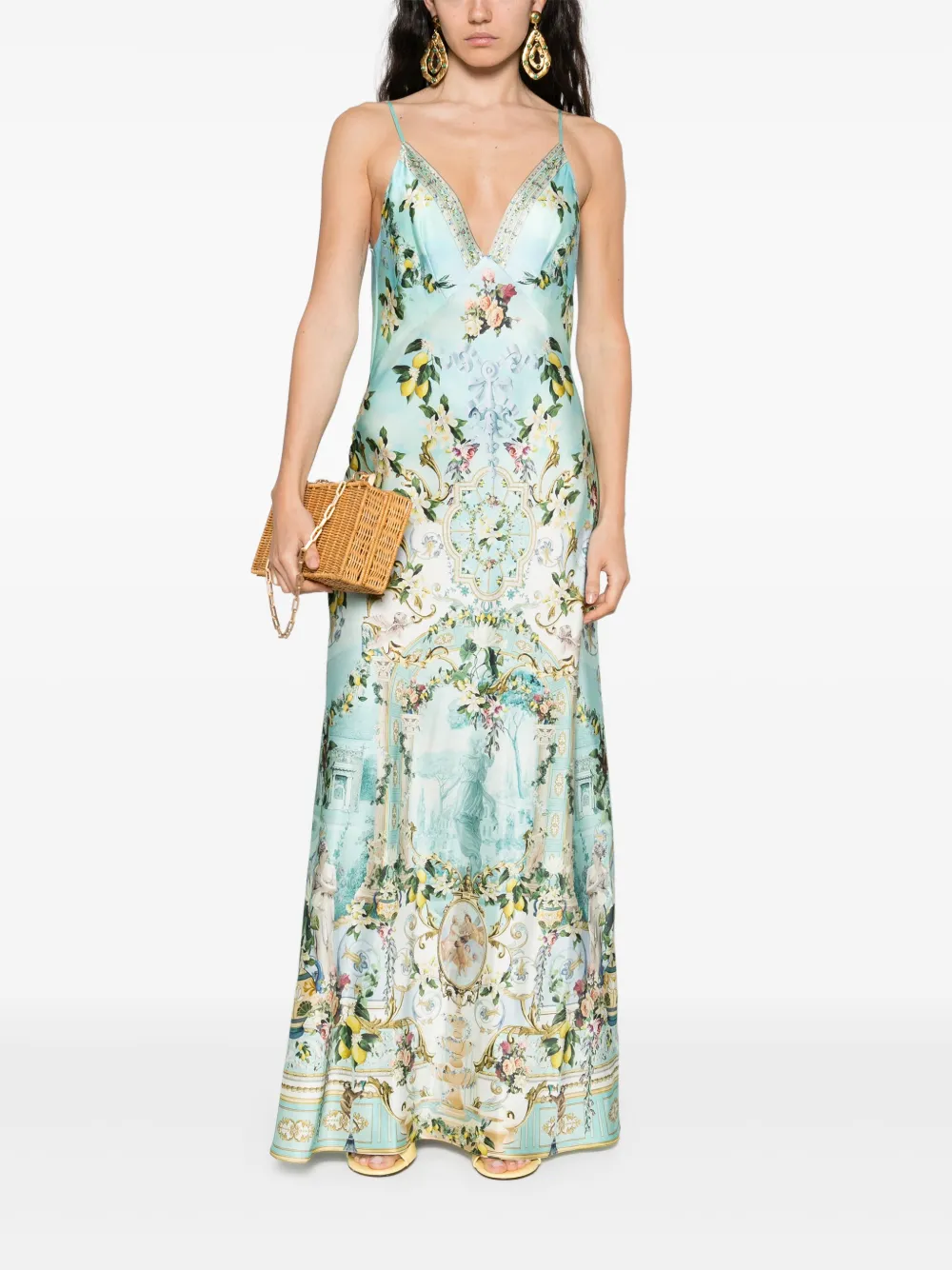 Camilla Jurk met bloemenprint Blauw