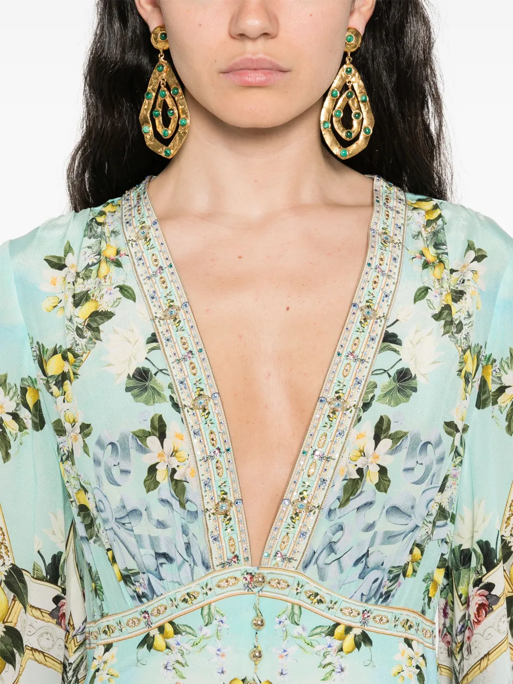 Camilla Jurk met bloemenprint Blauw