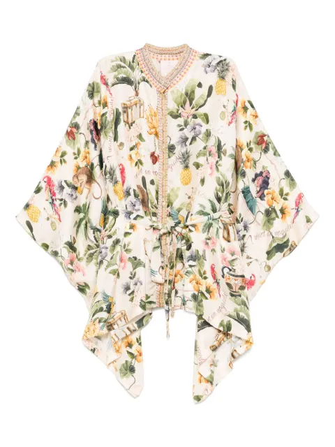 Camilla graphic-print  silk shirt
