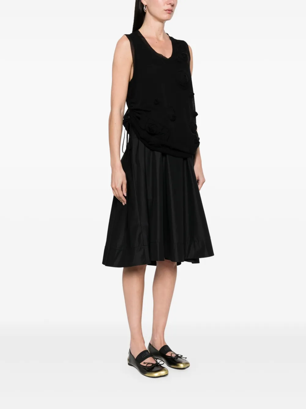 3.1 Phillip Lim Floral-appliqué Midi Dress In Black