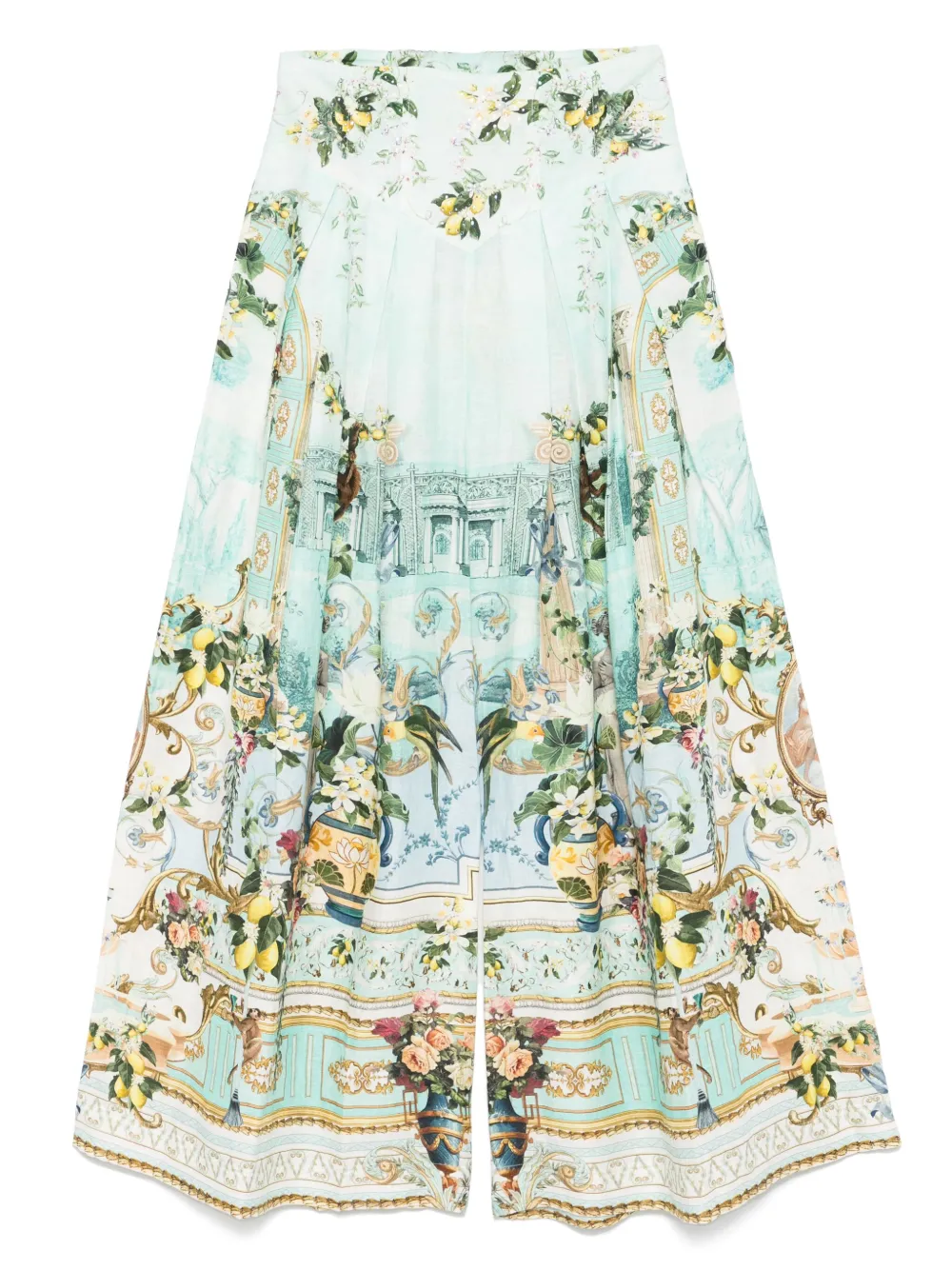 Camilla Broek met bloemenprint Groen