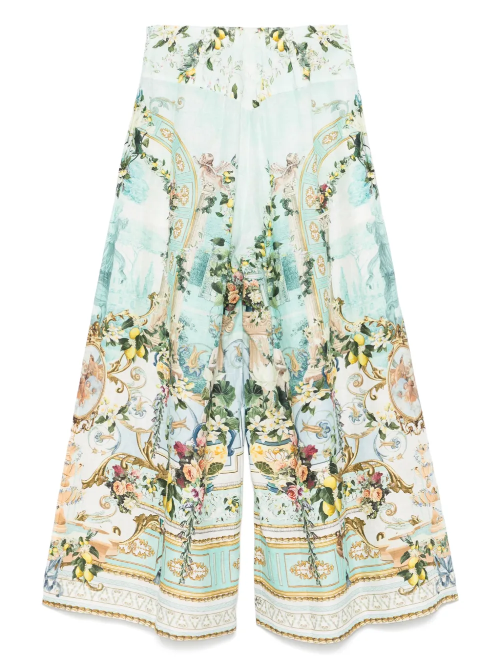 Camilla Broek met bloemenprint Groen