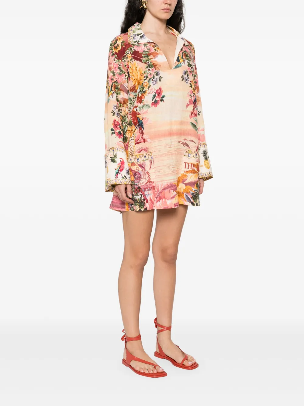 Camilla Linnen mini-jurk Roze