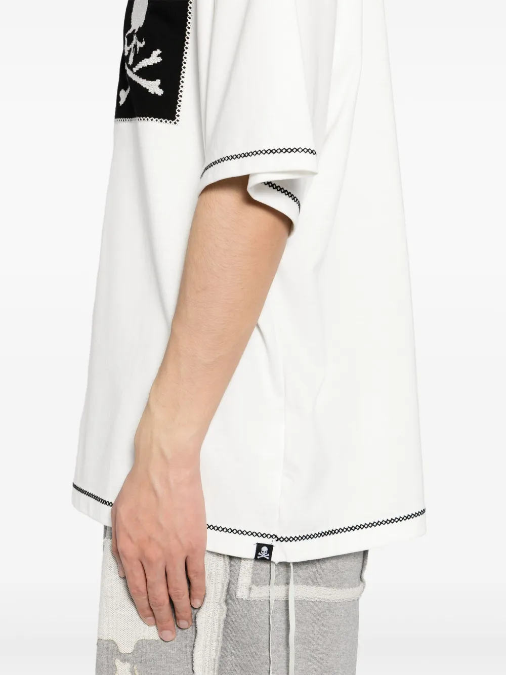 Mastermind Japan White Boxy Cross-stitch T-shirt In White