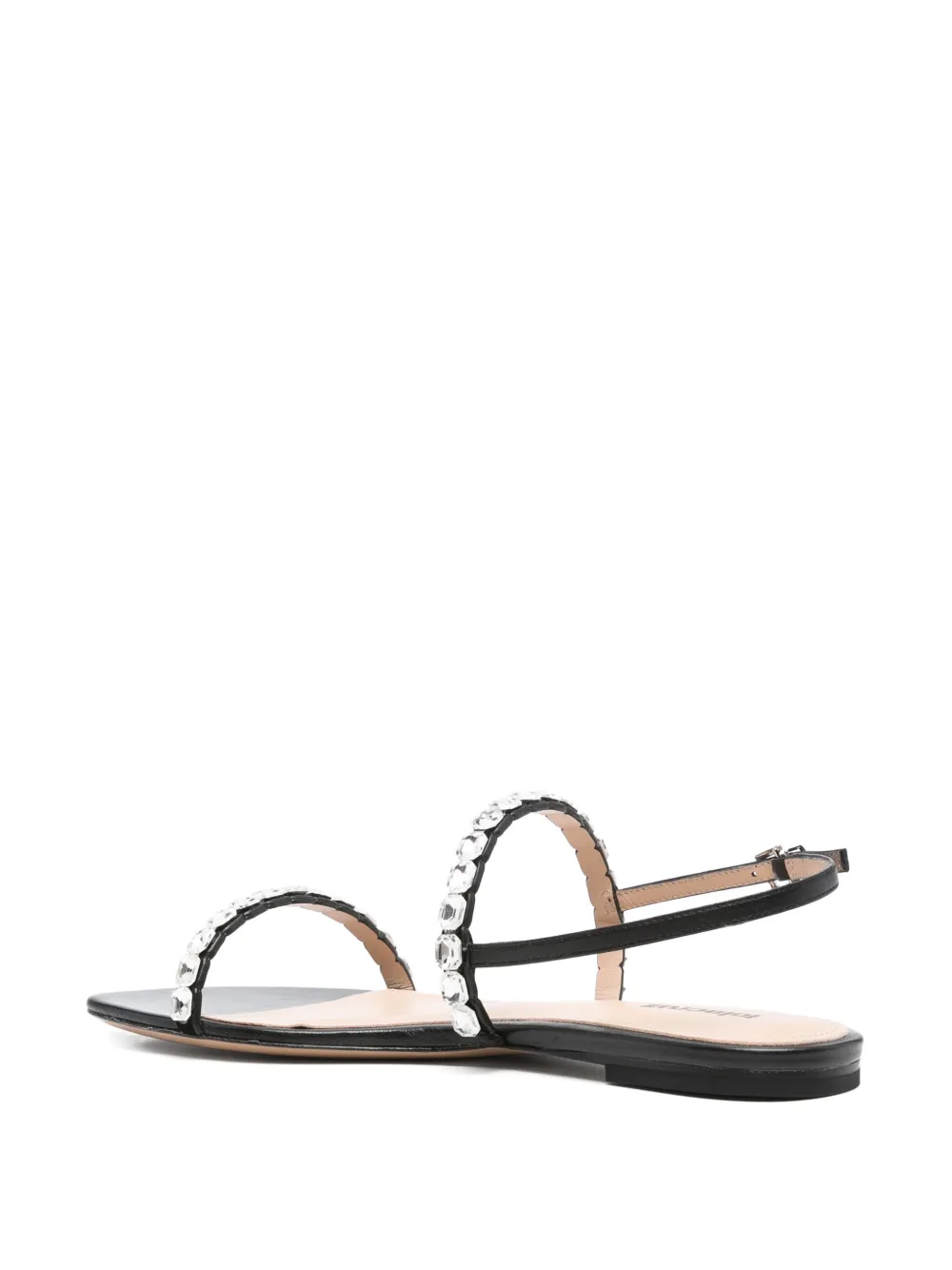Lola Cruz rhinestone-embellished flat sandals Black