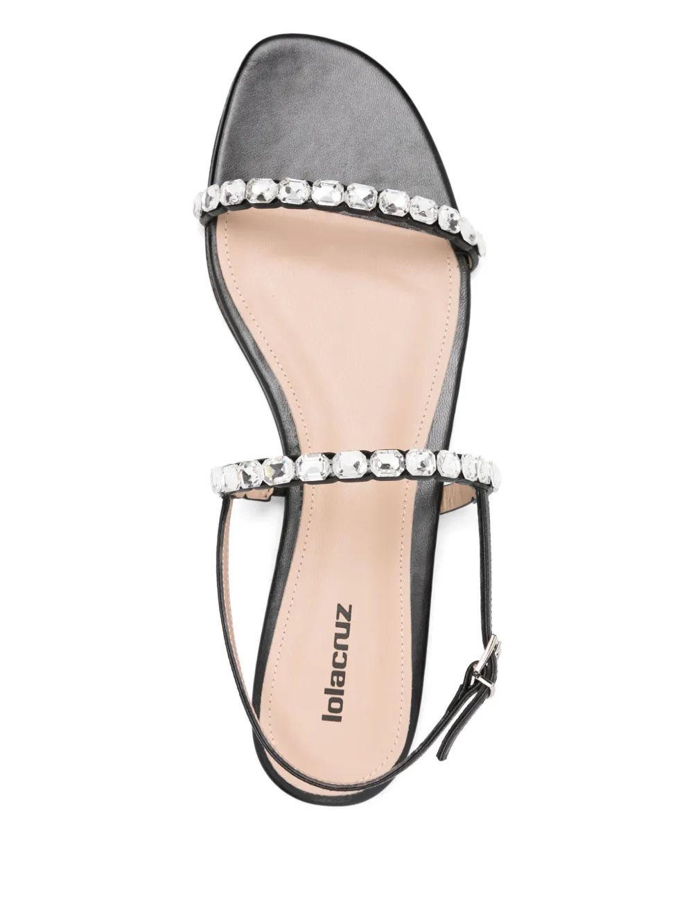 Lola Cruz rhinestone-embellished flat sandals Black