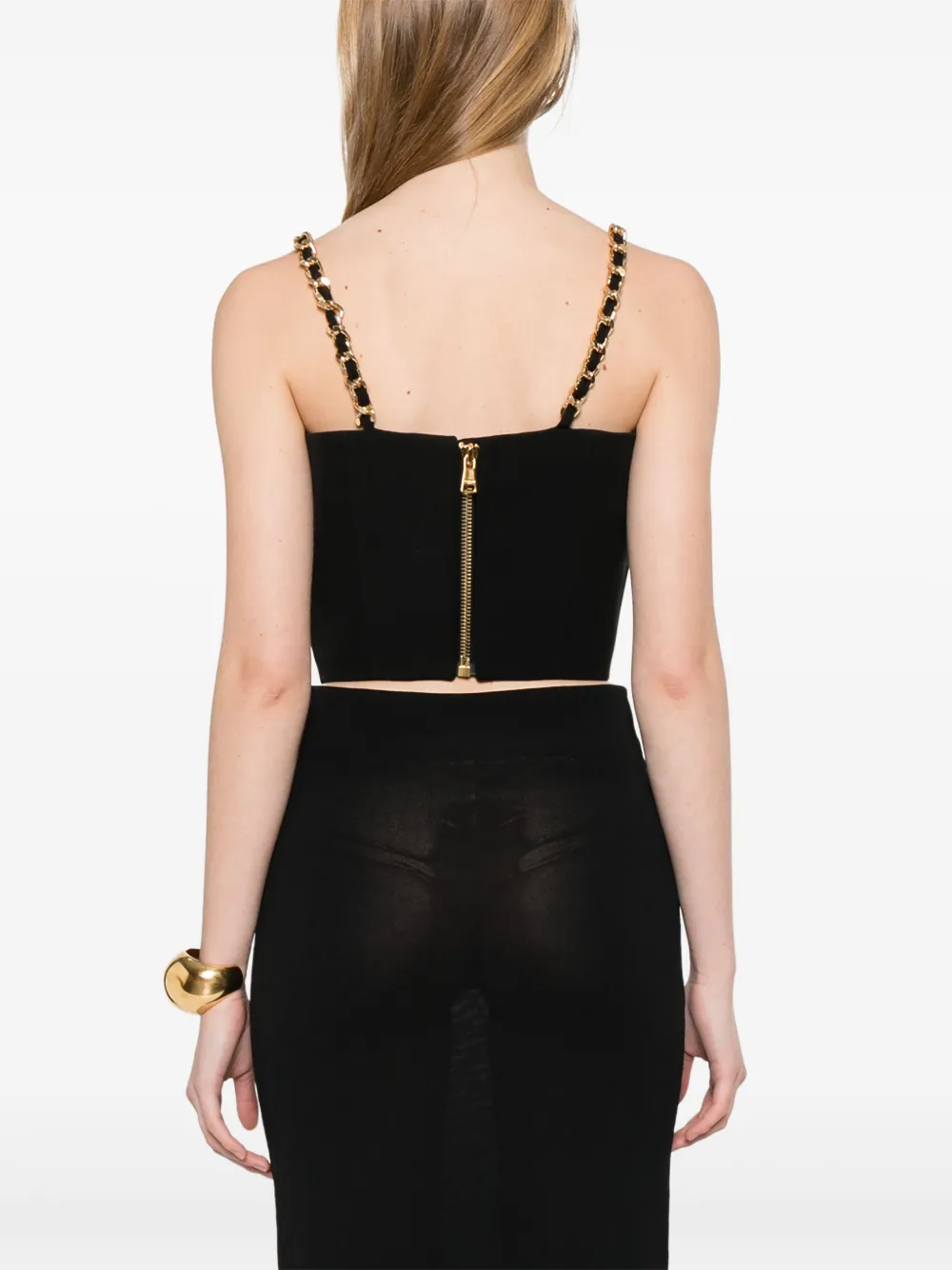 Balmain Top met kettingbandjes Zwart