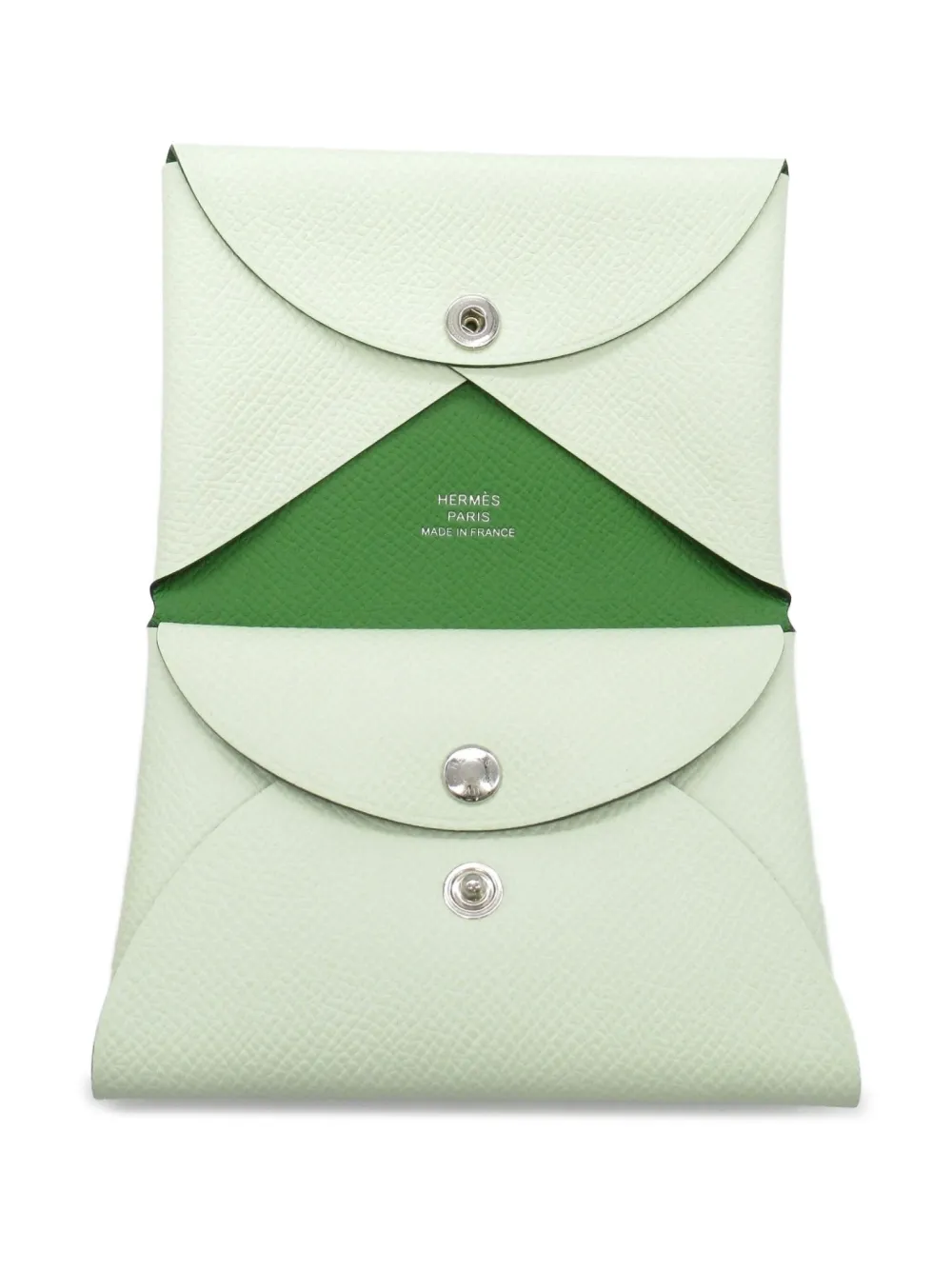 Pre-owned Hermes 2024 Calviduo Verso Case Holder In Green