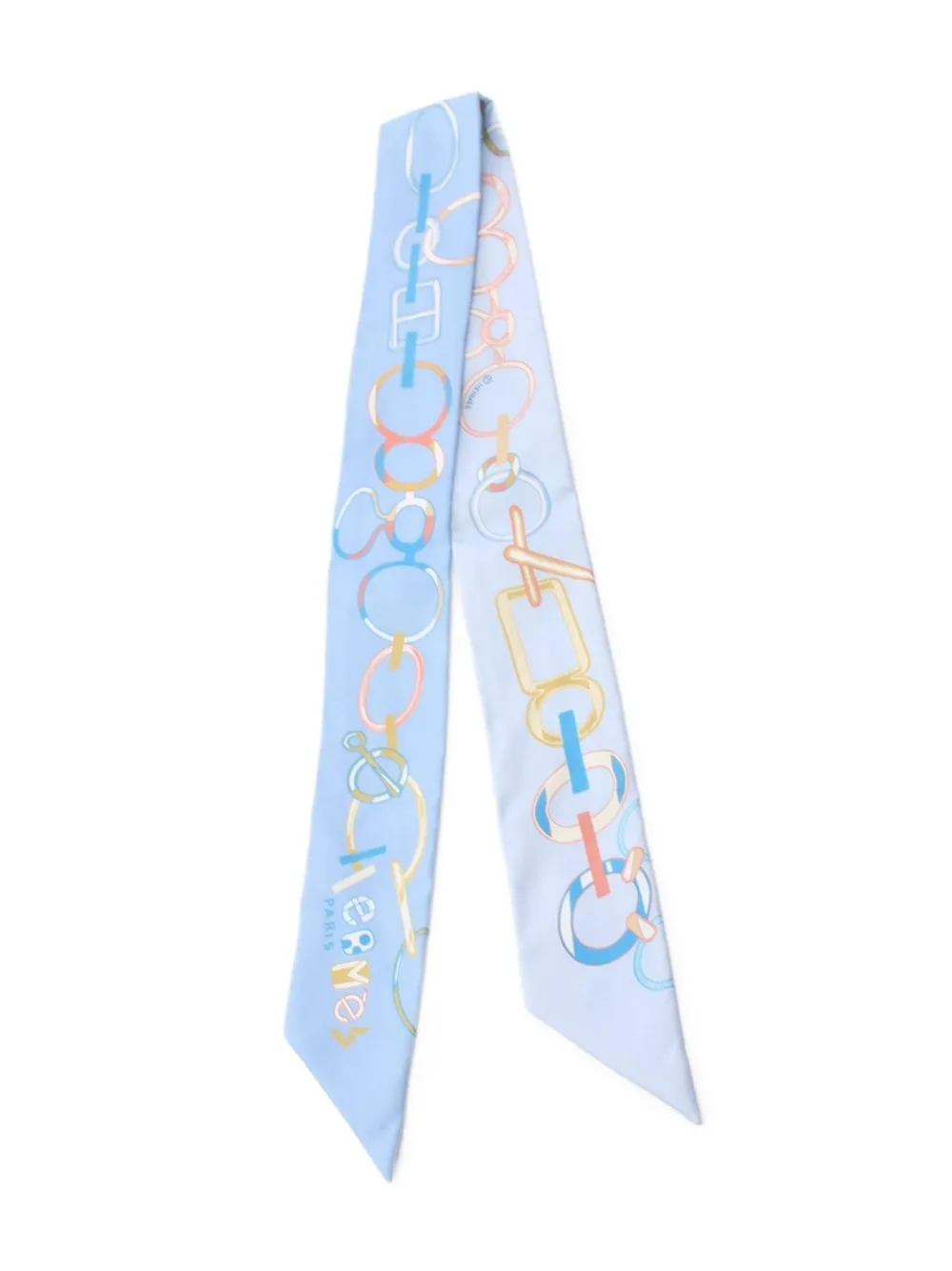 Hermès Pre-Owned 2010s Do Re Boucles ツイリースカーフ - ブルー Hermès Pre-Owned 2010s Do Re Boucles ツイリースカーフ - ブルー