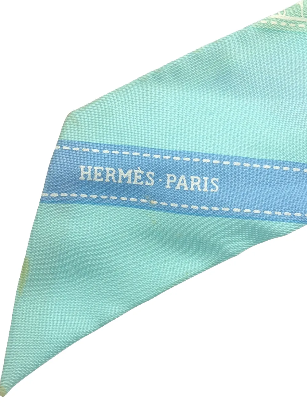 Pre-owned Hermes 2000s Twilly Scarf In Blue