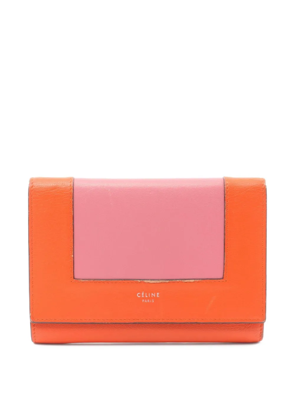 Pre-owned Celine 00s Leather Wallet In Orange