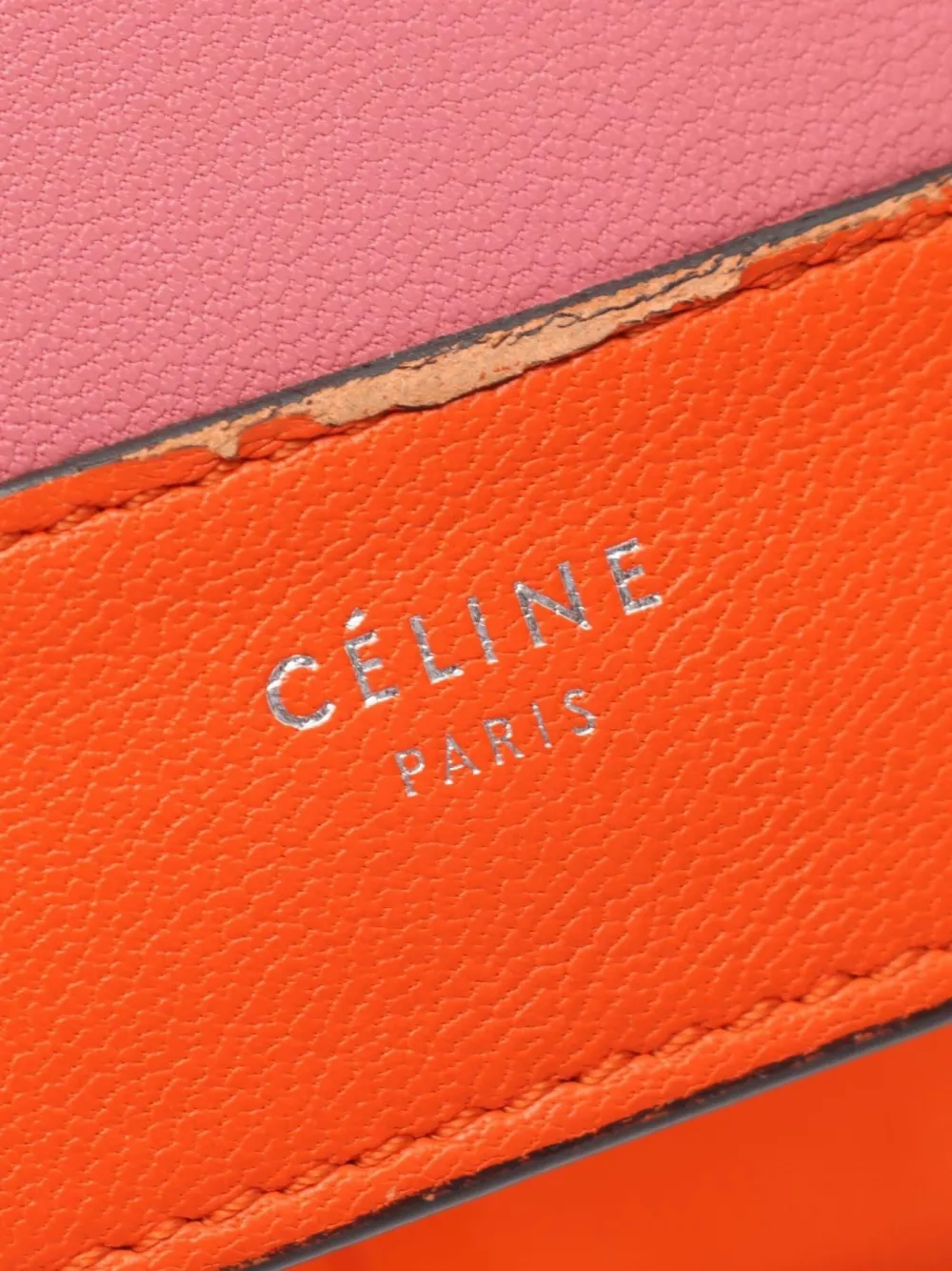 Pre-owned Celine 00s Leather Wallet In Orange