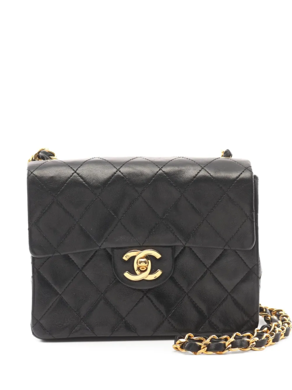 CHANEL Pre-Owned 1986-1988 スクエア フラップ ミニショルダーバッグ - ブラック CHANEL Pre-Owned 1986-1988 スクエア フラップ ミニショルダーバッグ - ブラック