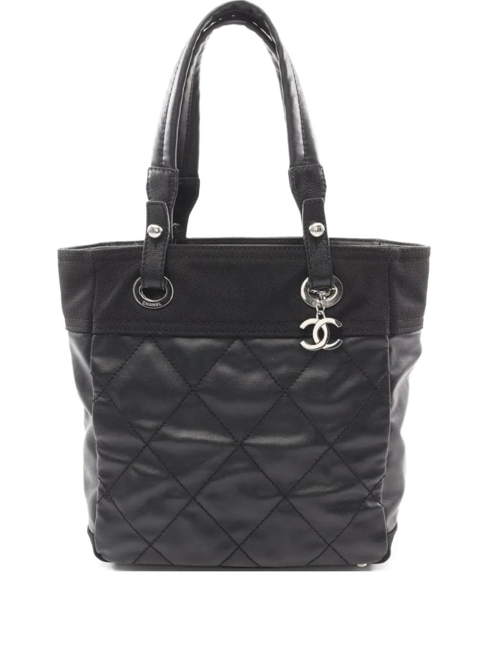 Pre-owned Chanel 2006-2008 Paris Biarritz Pm Tote Bag In Black