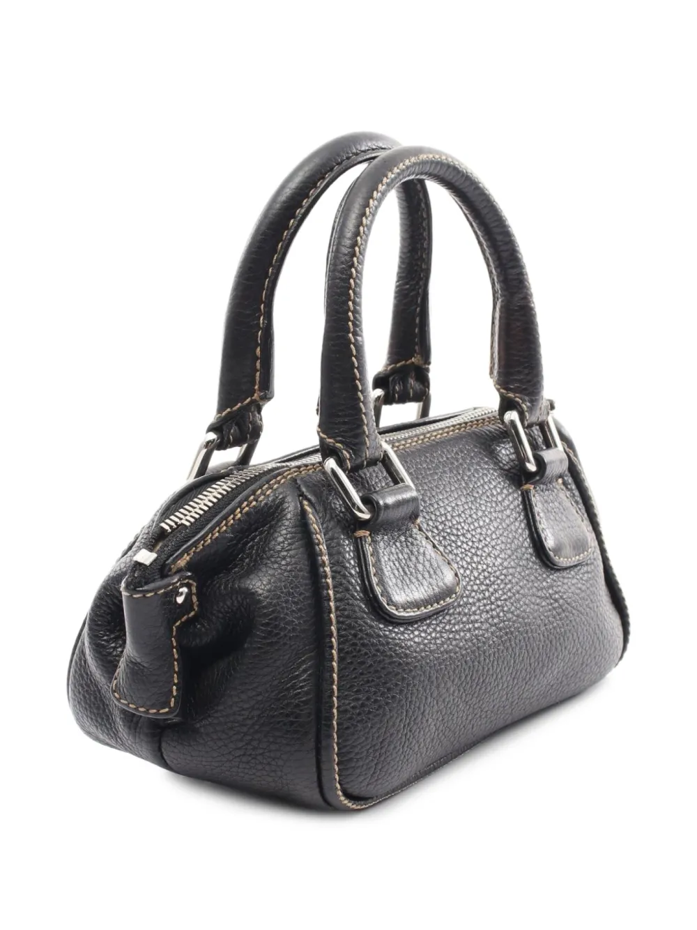 Pre-owned Chanel 2003-2004 Small Bowler Tote Bag In Black