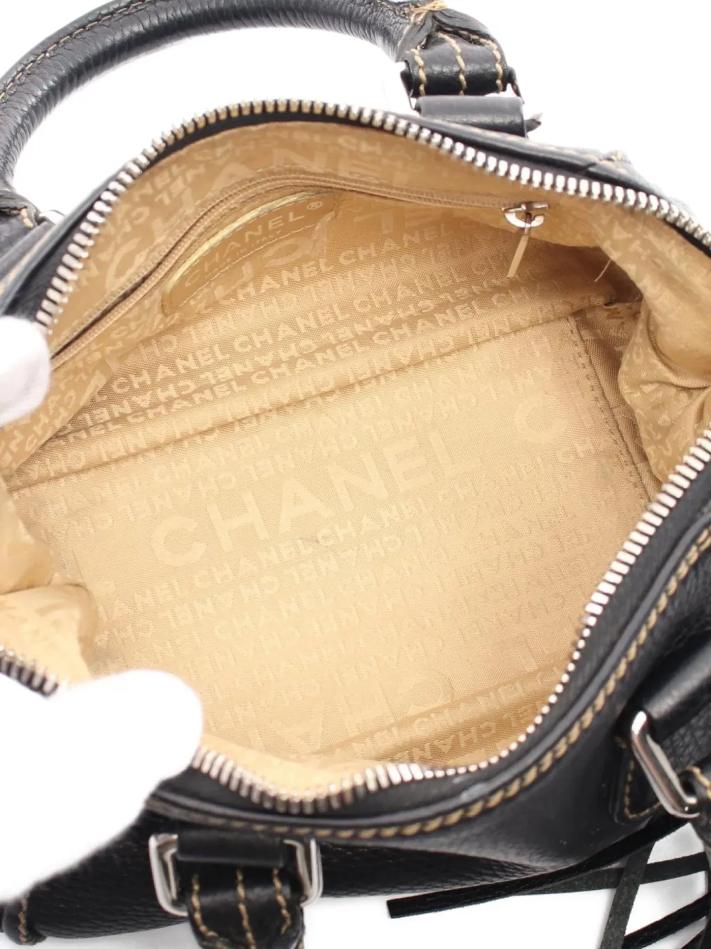 Pre-owned Chanel 2003-2004 Small Bowler Tote Bag In Black
