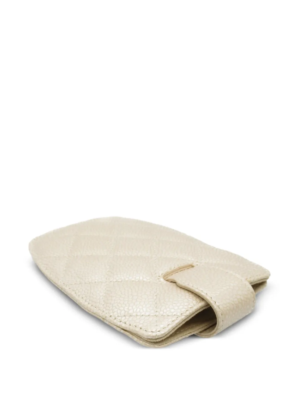 Pre-owned Chanel 2012 Diamond-quilted Card Holder In Neutrals