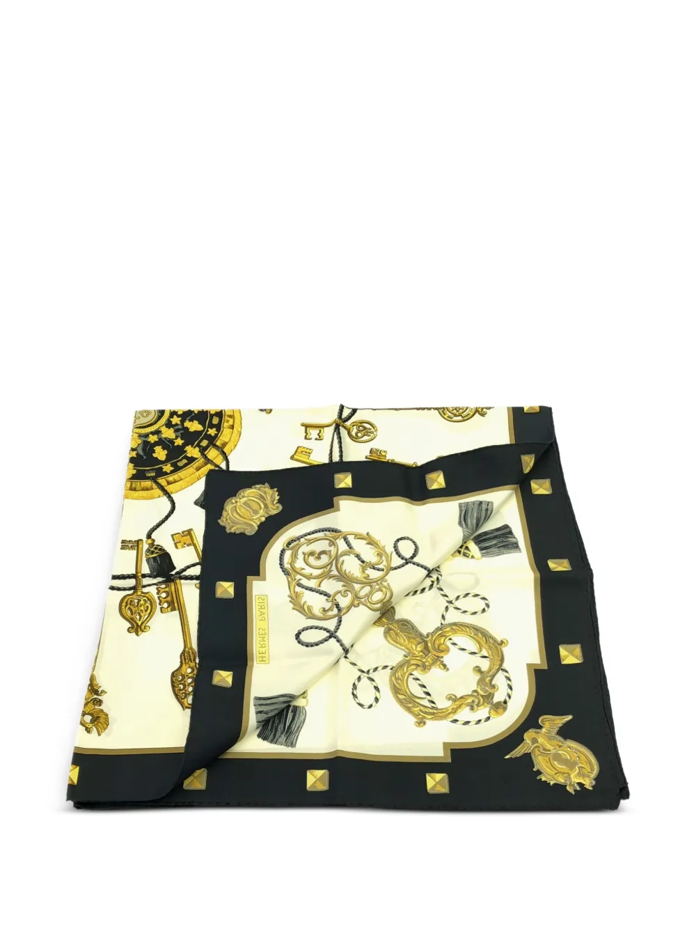 Pre-owned Hermes 00's Les Clés Scarf In White