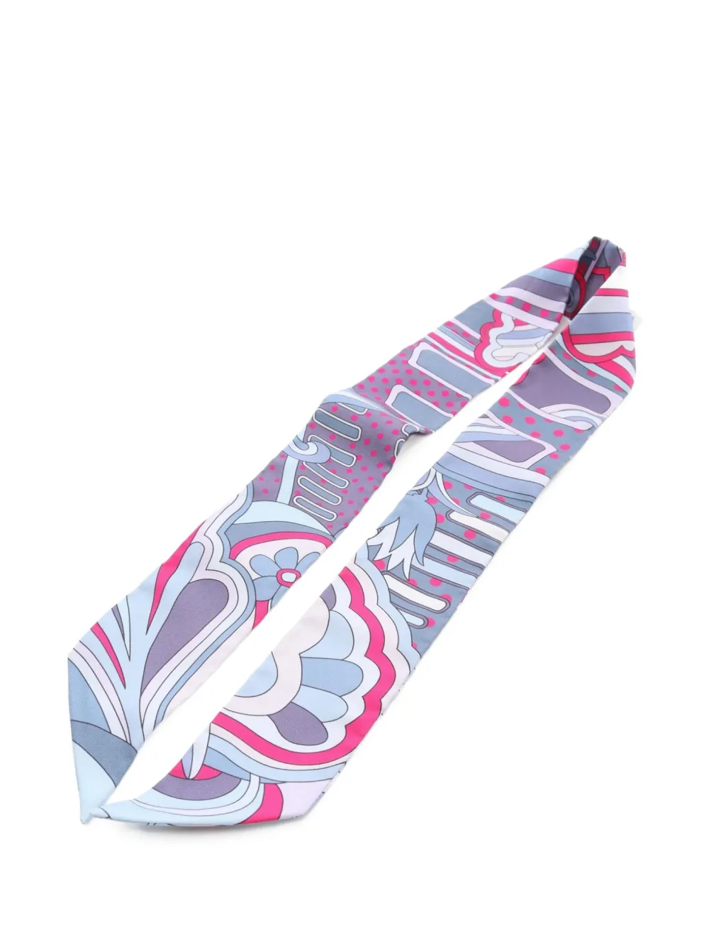 Pre-owned Hermes 2010s Twilly Faubourg Rainbow Scarf In Blue